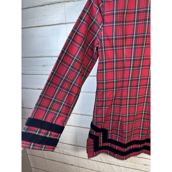 Sail To Sable XXS Tartan Plaid Velvet Trim Tunic Popover Top Tuckernuck Shirt - Picture 9 of 12